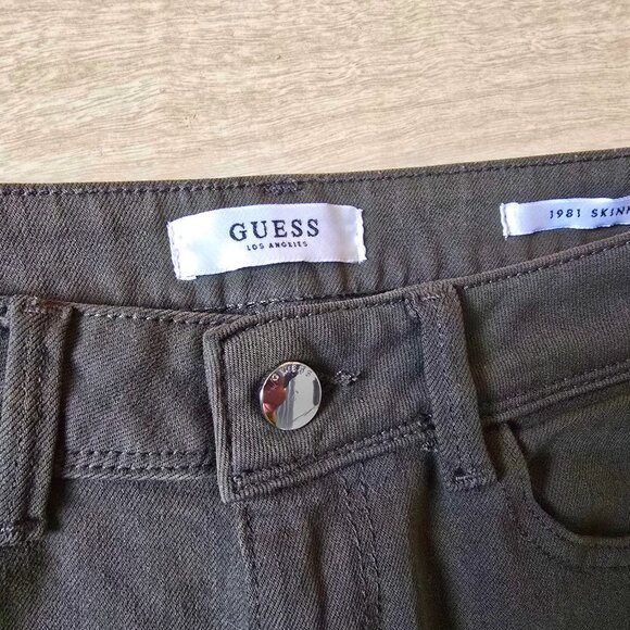 Women's Guess 1981 High-Rise Skinny Jeans in Olive Green, Size 28 - Picture 4 of 5